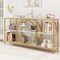 Chic Entryway Console Table White Gold Metal Frame with Faux Marble Top 3-Tier Open Storage